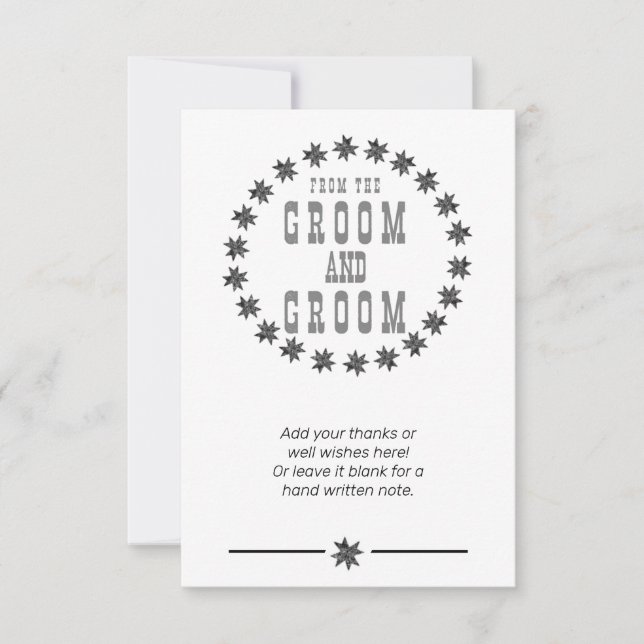 Tarjeta De Agradecimiento Gracias personalizados desde Groom y Groom (Anverso)