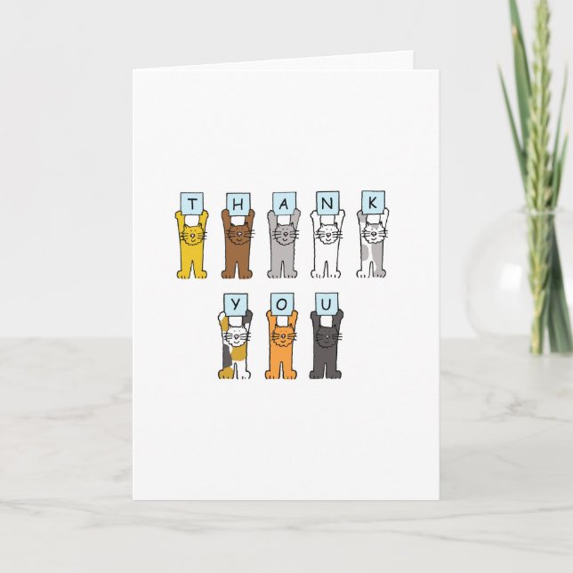 Tarjeta De Agradecimiento Gracias Personalizados Gatos (Anverso)
