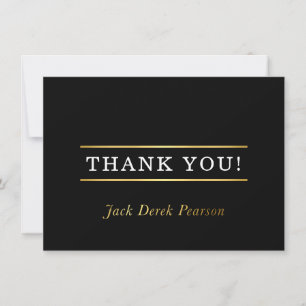 Tarjeta De Agradecimiento GRACIAS PERSONALIZADOS moderno simple negro blanco