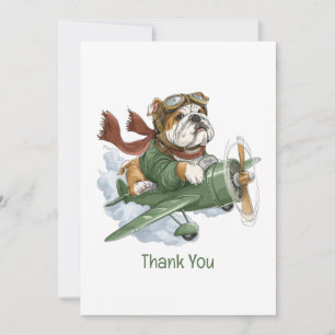 Tarjeta De Agradecimiento Gracias piloto de avión English Bulldog