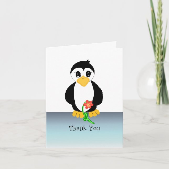 Tarjeta De Agradecimiento Gracias Pingüino (Anverso)