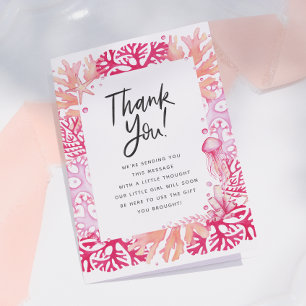 Tarjeta De Agradecimiento Gracias Pink Coral Náutico Baby Shower