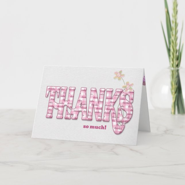 Tarjeta De Agradecimiento Gracias Pink Gingham (Anverso)