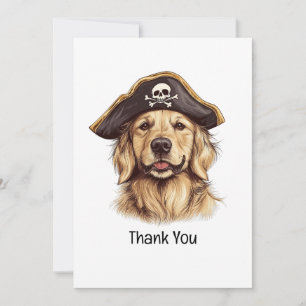 Tarjeta De Agradecimiento Gracias Pirate Golden Retriever Dog Skull