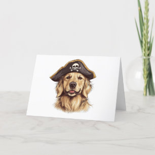 Tarjeta De Agradecimiento Gracias Pirate Golden Retriever Dog Skull