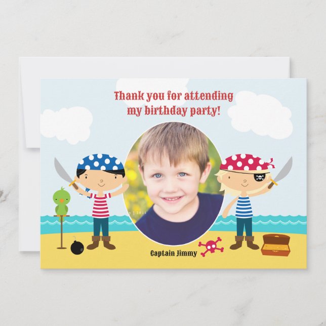 Tarjeta De Agradecimiento Gracias, Pirate Photo Card (Anverso)