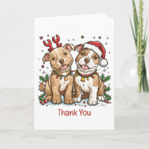 Tarjeta De Agradecimiento Gracias Pit Bull de Navidad