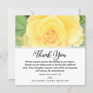Tarjeta De Agradecimiento Gracias Plaza de la Rosa Amarilla Funeral - Palabr