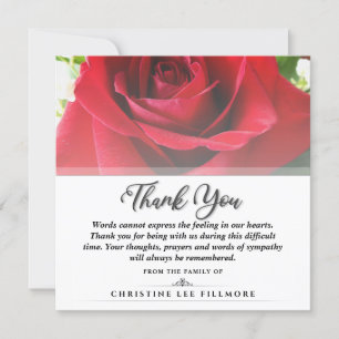 Tarjeta De Agradecimiento Gracias Plaza de la Rosa Roja Funeral - Palabras