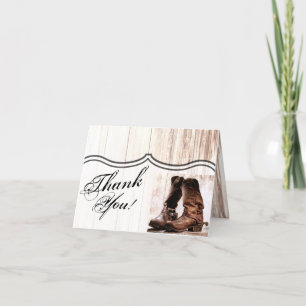 Tarjeta De Agradecimiento Gracias plegados Boots de cartas País Rústico Oest