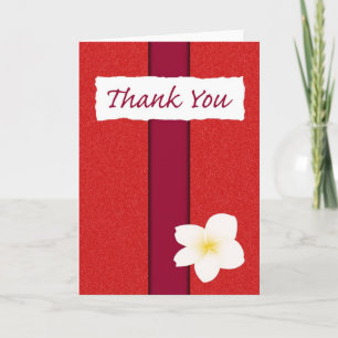 Tarjeta De Agradecimiento Gracias: Plumeria sobre rojo