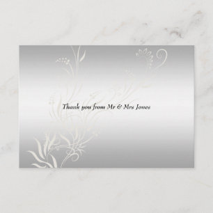 Tarjeta De Agradecimiento Gracias popular Boda plateado