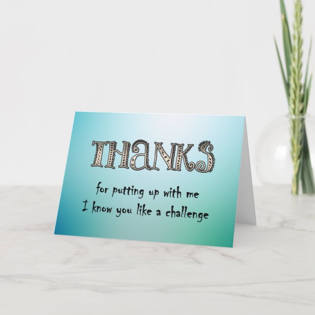 Tarjeta De Agradecimiento Gracias por aguantarme (Anverso)