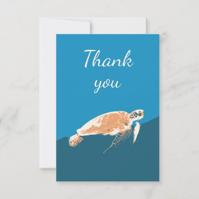 Tarjeta De Agradecimiento Gracias por arte animal de tortuga marina (Anverso)