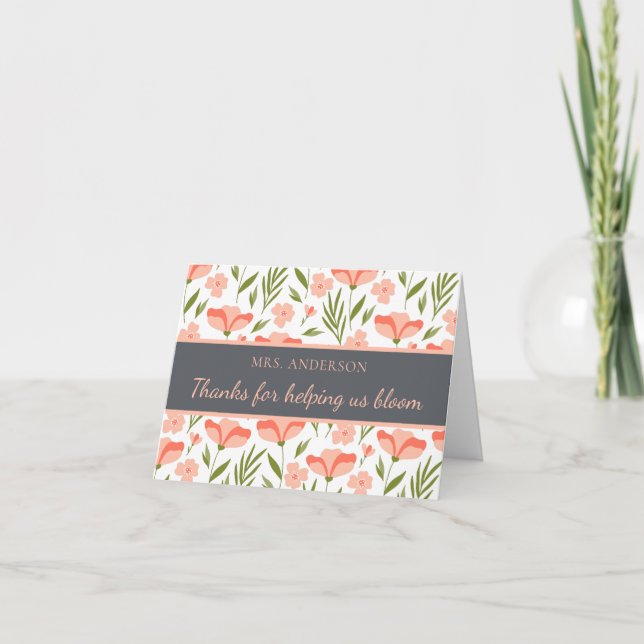 Tarjeta De Agradecimiento Gracias Por Ayudarnos A Bloom Teacher Gracias Tarj (Anverso)
