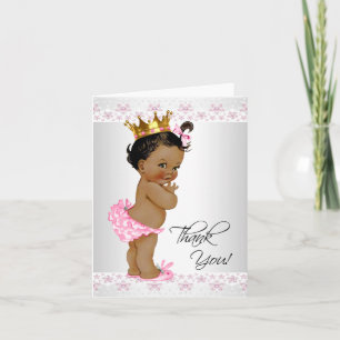 Tarjeta De Agradecimiento Gracias por baby shower de niña afroamericana