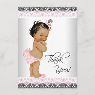 Tarjeta De Agradecimiento Gracias por Baby Shower de Niña Étnica