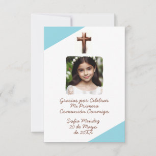Tarjeta De Agradecimiento Gracias por Celebrar Mi Primera Comunión con Foto