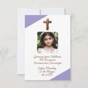Tarjeta De Agradecimiento Gracias por celebrar mi Primera Comunión con Foto