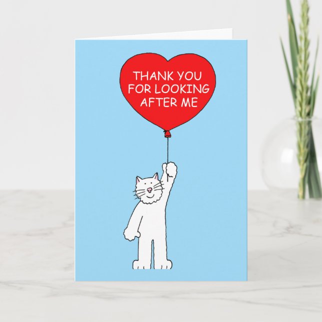 Tarjeta De Agradecimiento Gracias por cuidar al gato (Anverso)