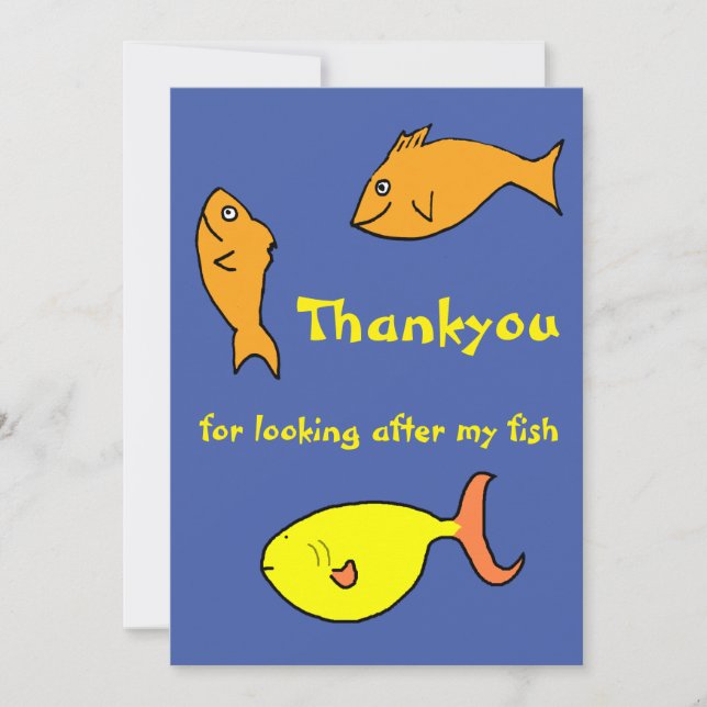 Tarjeta De Agradecimiento Gracias por cuidar mi carta de pescado (Anverso)