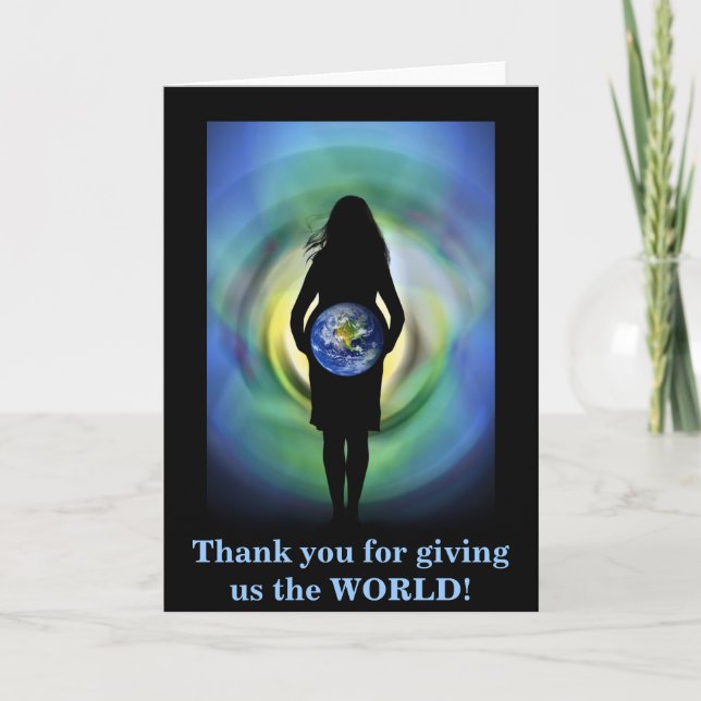 Tarjeta De Agradecimiento Gracias por darnos el MUNDO (Anverso)