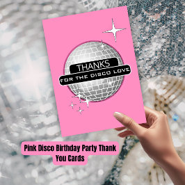 Tarjeta De Agradecimiento GRACIAS Por Disco Amor Bola Cumpleaños Retro