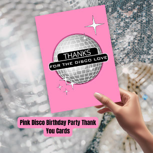 Tarjeta De Agradecimiento GRACIAS Por Disco Amor Bola Cumpleaños Retro