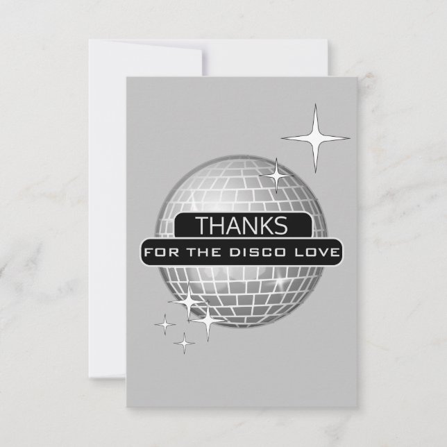 Tarjeta De Agradecimiento GRACIAS Por Disco Love Ball Retro Cumpleaños (Anverso)