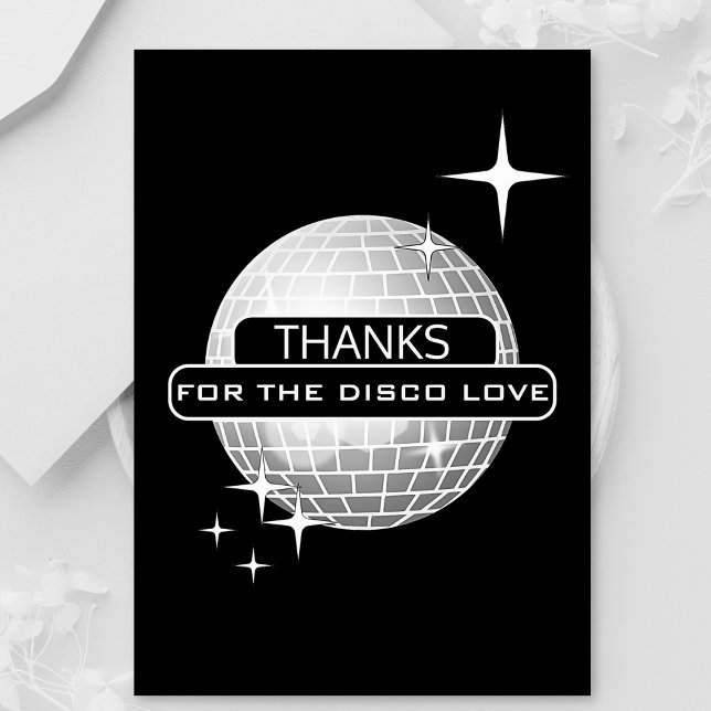 Tarjeta De Agradecimiento GRACIAS Por Disco Love Ball Retro Cumpleaños (Disco Love Thank You Cards)