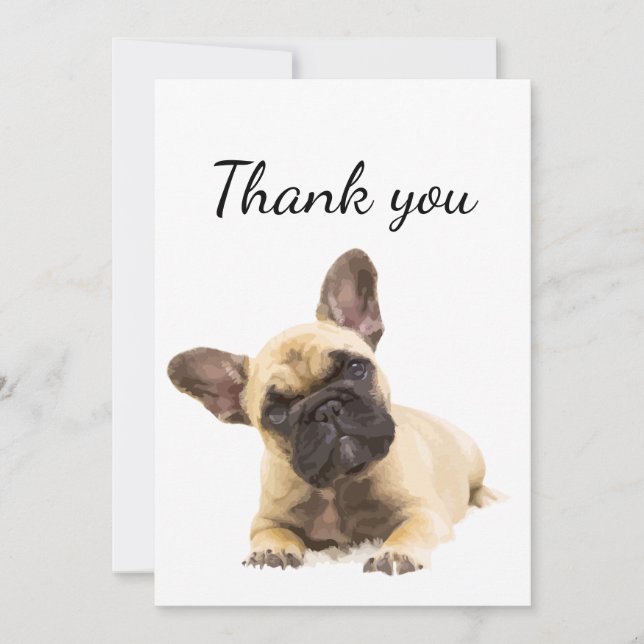 Tarjeta De Agradecimiento Gracias por diversión animal de perro de pug (Anverso)