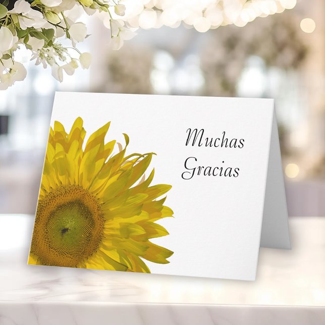 Tarjeta De Agradecimiento Gracias por el amarillo girasol español (Subido por el creador)