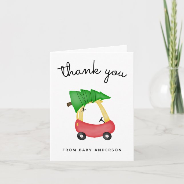 Tarjeta De Agradecimiento Gracias por el Baby Shower de Holiday Little Red C (Anverso)