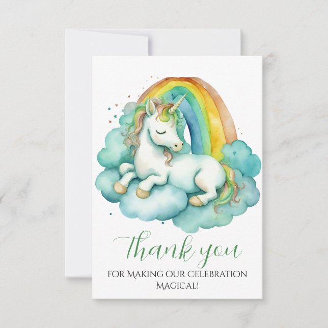 Tarjeta De Agradecimiento Gracias por el Baby Shower de Unicornio Bebé (Anverso)