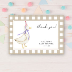 Tarjeta De Agradecimiento Gracias por el baby shower del ganso lindo y tonto