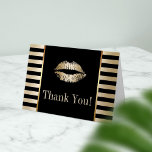 Tarjeta De Agradecimiento Gracias por el beso de oro moderno en franjas de o<br><div class="desc">Bebidas De Oro Modernas De Bandas Negra Y Oro Gracias Cartas.</div>
