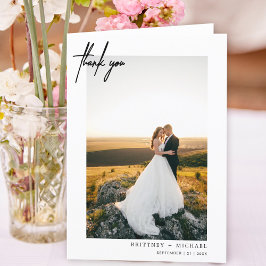 Tarjeta De Agradecimiento Gracias por el blanco moderno con letras de mano