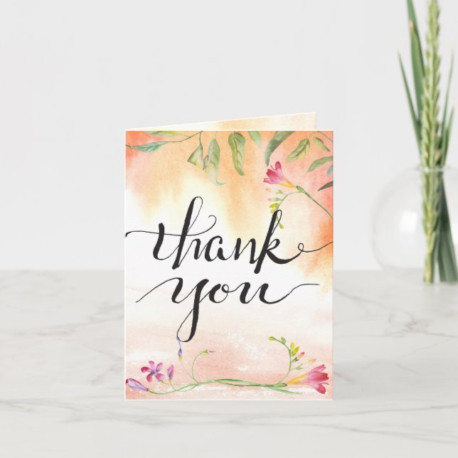 Tarjeta De Agradecimiento Gracias por el Boho Freesia Pink Pop Calligraphy (Anverso)