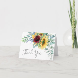 Tarjeta De Agradecimiento Gracias por el boho ruso, los girasoles y el eucal