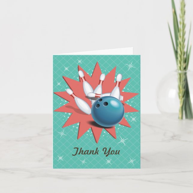 Tarjeta De Agradecimiento Gracias por el boliche retro (Anverso)
