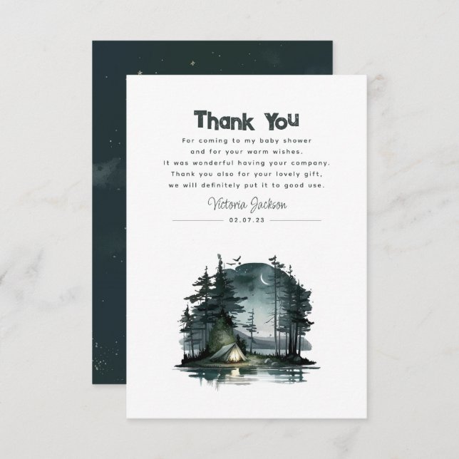 Tarjeta De Agradecimiento Gracias por el bonito camping de Baby Shower (Anverso / Reverso)