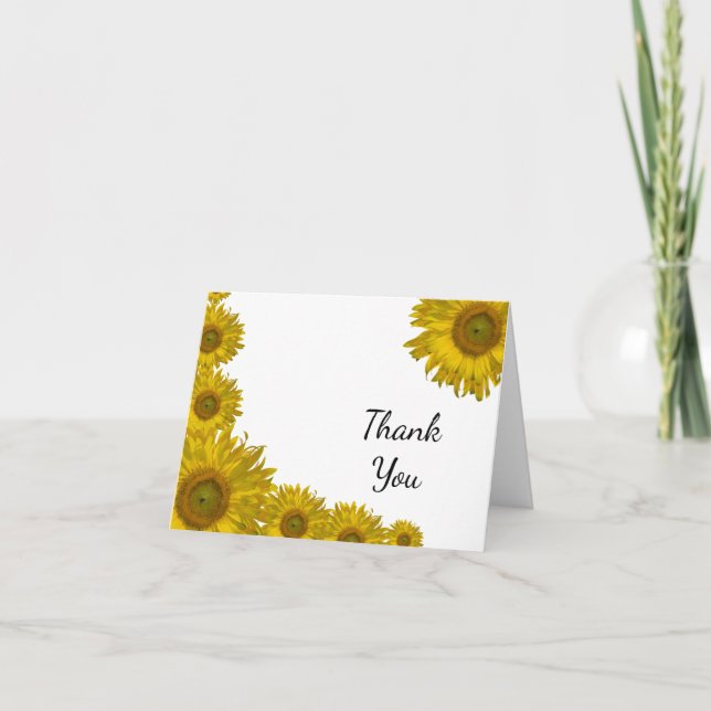 Tarjeta De Agradecimiento Gracias por el borde amarillo de girasol (Anverso)