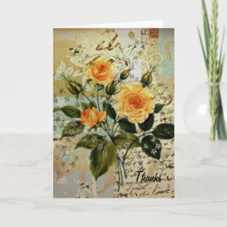 Tarjeta De Agradecimiento Gracias por el Collage de los Rosas Vintage