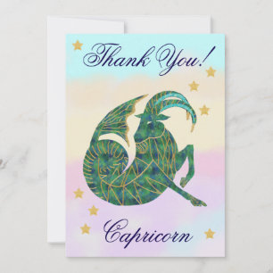 Tarjeta De Agradecimiento Gracias por el cumpleaños de Capricornio pintado a