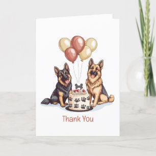 Tarjeta De Agradecimiento Gracias por el cumpleaños de los perros pastores a