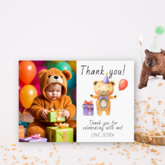Tarjeta De Agradecimiento Gracias por el cumpleaños de nuestro pequeño oso