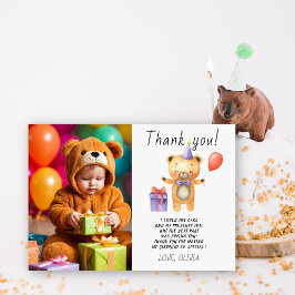 Tarjeta De Agradecimiento Gracias por el cumpleaños de nuestro pequeño oso