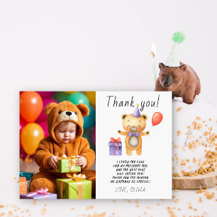 Tarjeta De Agradecimiento Gracias por el cumpleaños de nuestro pequeño oso