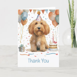 Tarjeta De Agradecimiento Gracias por el cumpleaños Goldendoodle Dog