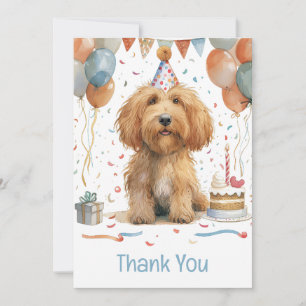 Tarjeta De Agradecimiento Gracias por el cumpleaños Goldendoodle Dog